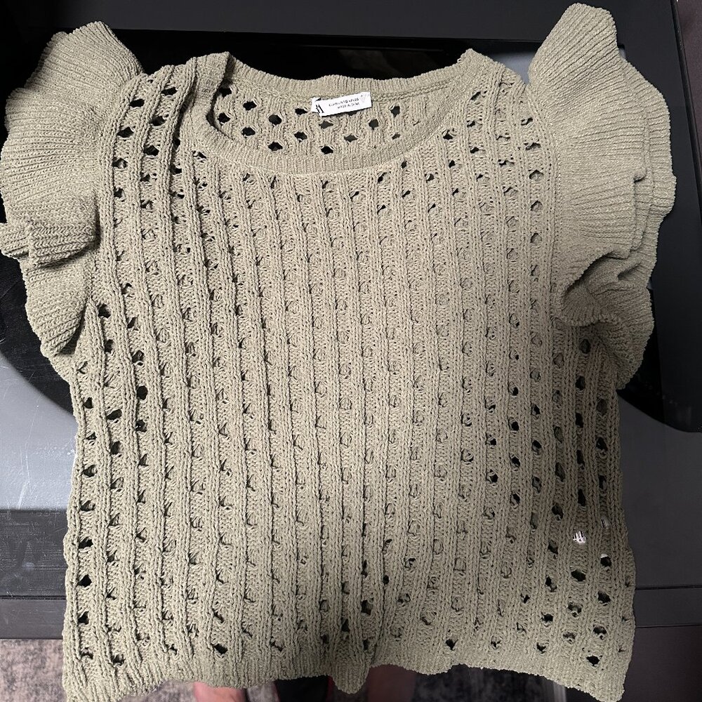 ZARA Olive green crochet womans top.  Size Small.  Never worn